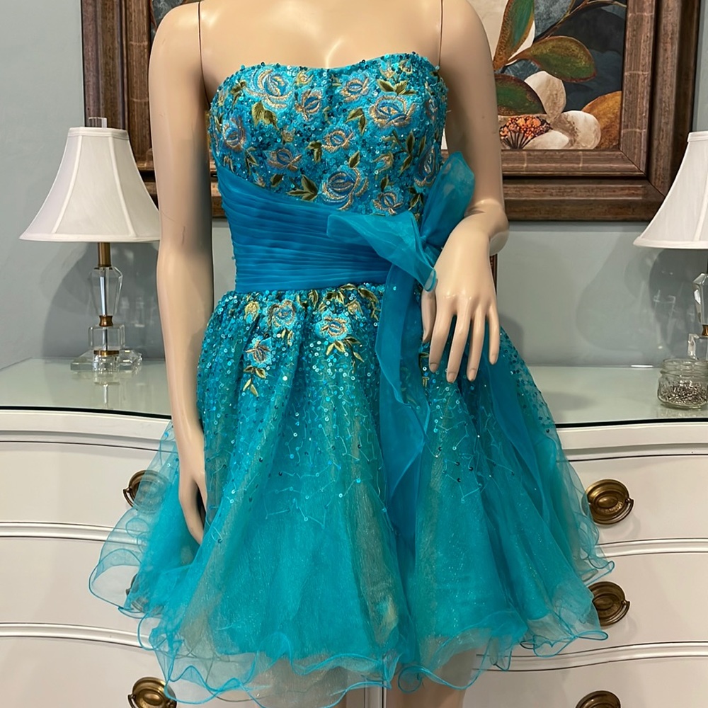 Sherri Hill, Short Blue Dress, Prom, Size 4 Homecoming, Elegant